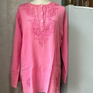 Zap embroidered cotton tunic top